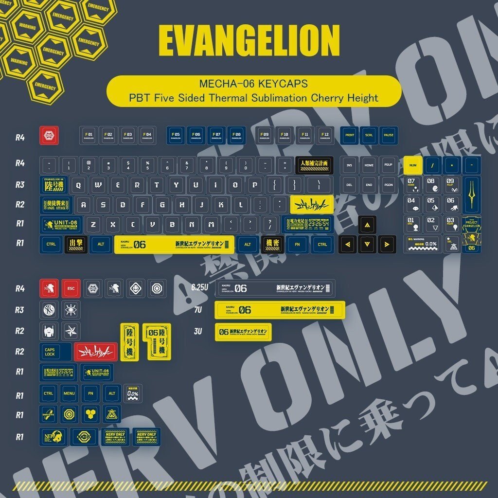 EVA Mark 06 Evangelion Keycaps Set Anime Kaworu Nagisa