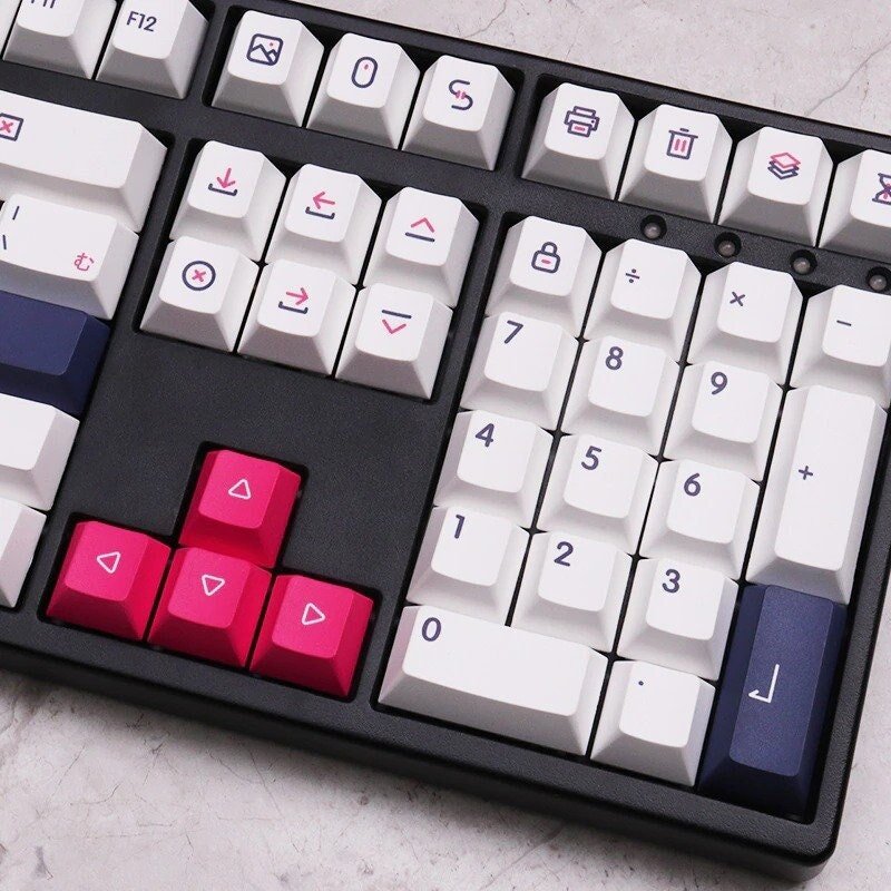 Kon Momo Keycaps Set GMK Clone White Pink Japanese - Keysium