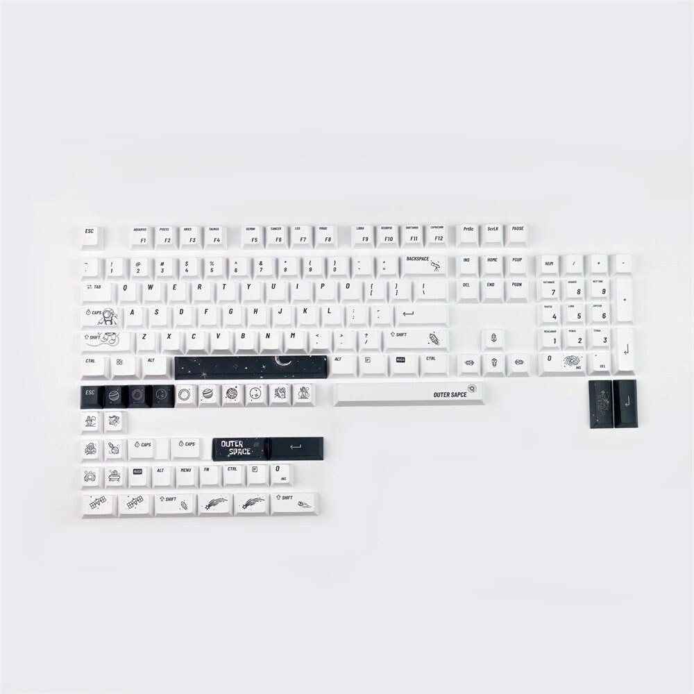 Outer Space Keycaps Set GMK Clone Astronauts Black White - Keysium