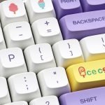 Cute Ice Cream Keycaps Set Kawaii Yellow Purple Pink Colorful