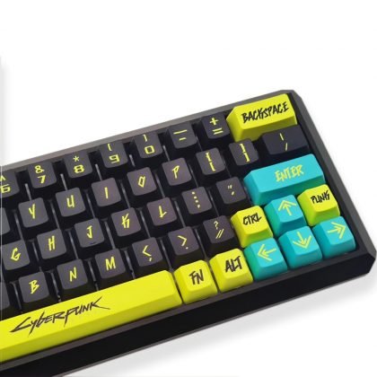 Cyberpunk Keycaps Set Gamer Minimalist Black Yellow
