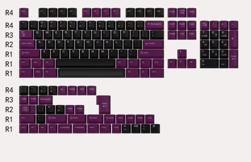 Elegant Purple Black Lotus Keycap Set by GMK Clone for Custom Keyboard Builds
