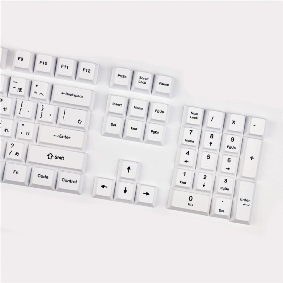 Black on White Japanese Keycaps Set Hiragana Minimalist - Keysium