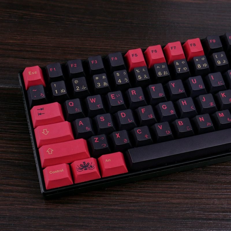 Striking Black and Red Japanese Higanbana GMK Clone Keycaps Set