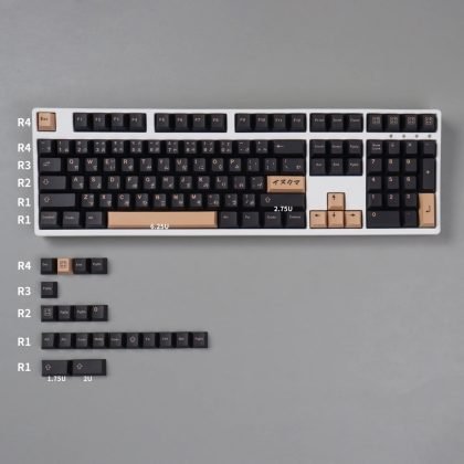 GMK Clone Inukuma Keycaps Set with Japanese Bear Design in Black and Beige