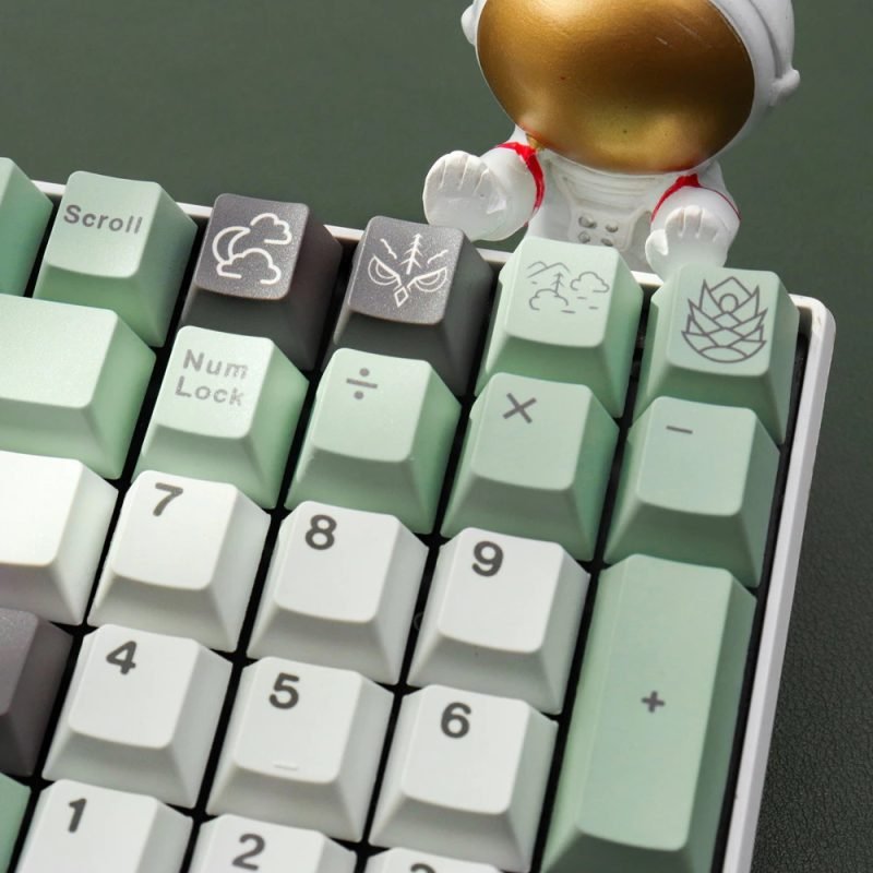 Stylish GMK Clone Keycaps Set Featuring November Fog Pastel Green and Ivory