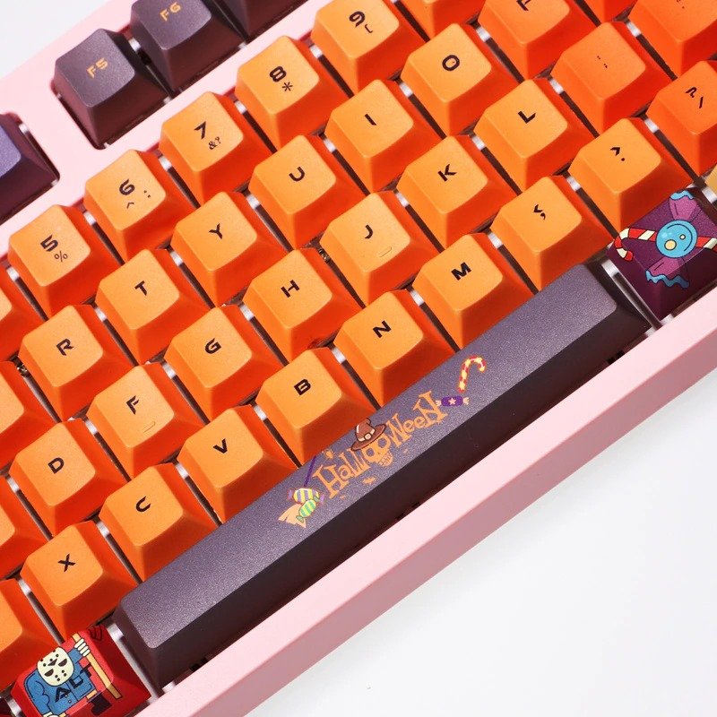 Halloween Zombies Keycaps Set in Orange and Black for a Spooky Look
