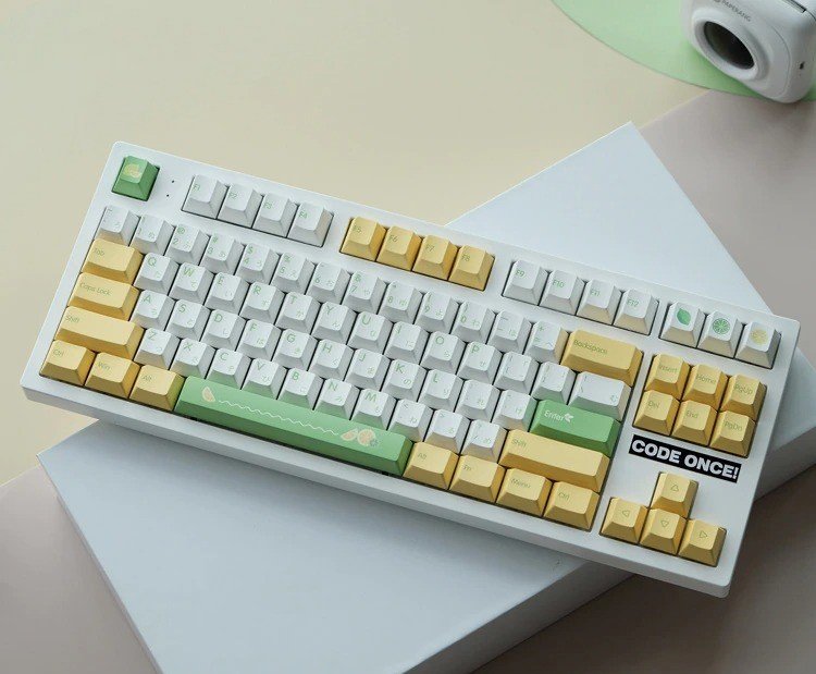 Bright and Cheerful Lime Lemon Kawaii Keycaps in Pastel Japanese Colors