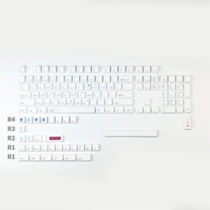 Minimalist AutoCAD Keycaps Set with White Kawaii Engineer Design