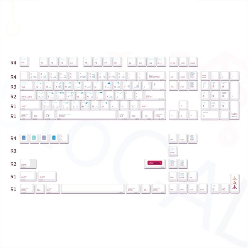 Minimalist AutoCAD Keycaps Set – Perfect for Engineers and Designers