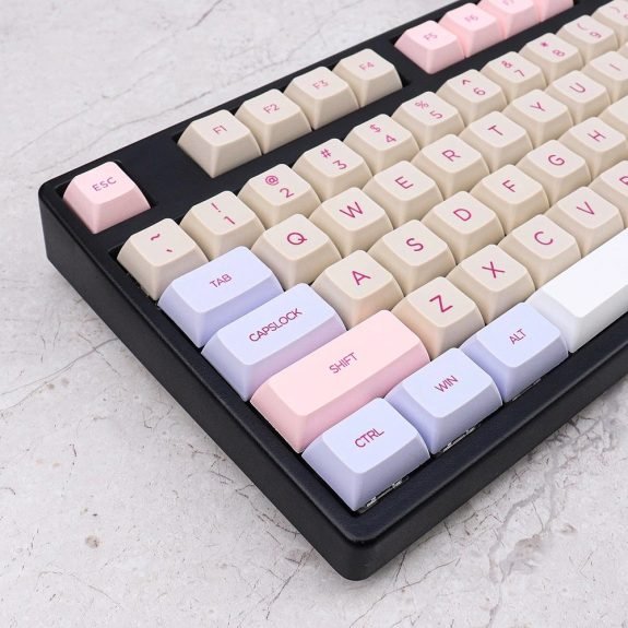 Minimalist Pink Purple Keycaps Set Cute Pastel Colors Keysium