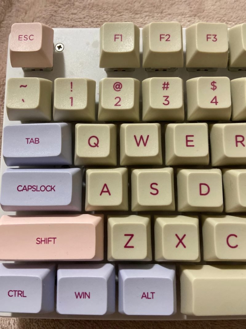 Elegant Pink and Purple Pastel Keycaps Set with Minimalist Design for DSA Keyboards