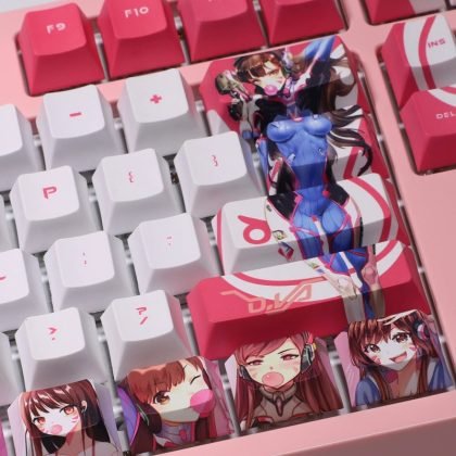 Custom Overwatch D.VA Keycaps Celebrating Anime Kawaii Sexy Pink Aesthetics