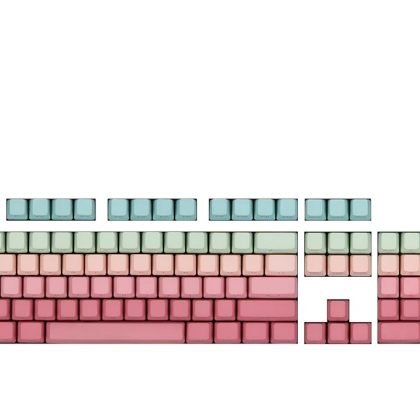 Pastel Green Yellow Pink Coral Keycaps by GMK Clone