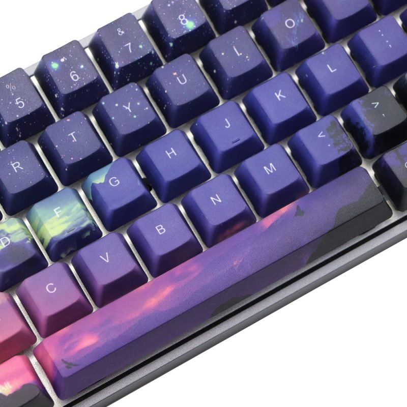 Nature-themed Keyboard Keycaps with Starry Sky Design