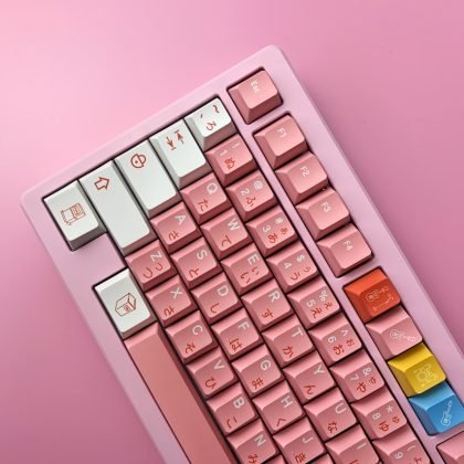 Anime Cute Bocchi Keycaps in Japanese Pink
