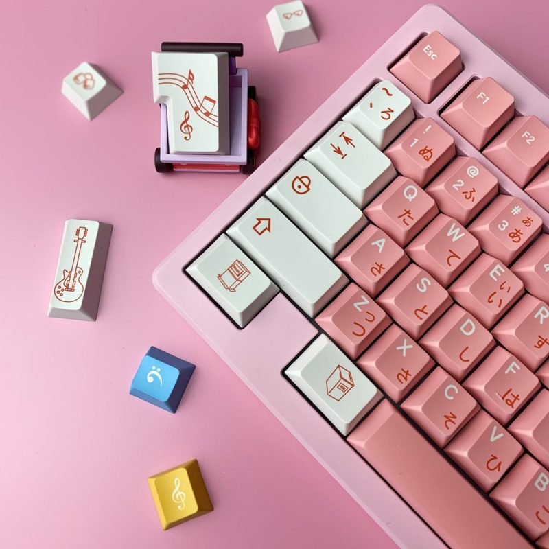 Cute Bocchi Inspired Keycaps Set in Anime Japanese Pink