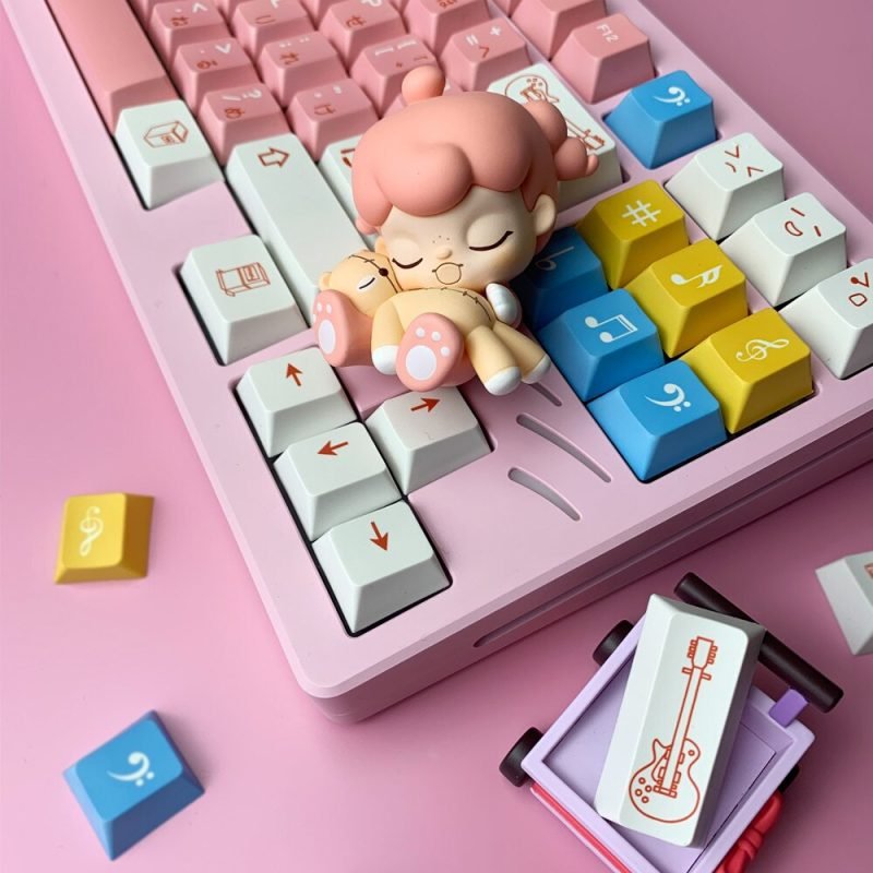 Japanese Pink Keycaps Featuring Cute Bocchi Anime Art