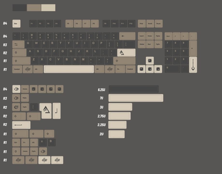 GMK Clone Boulder Keycaps Set Brown 1890 PBT - Keysium