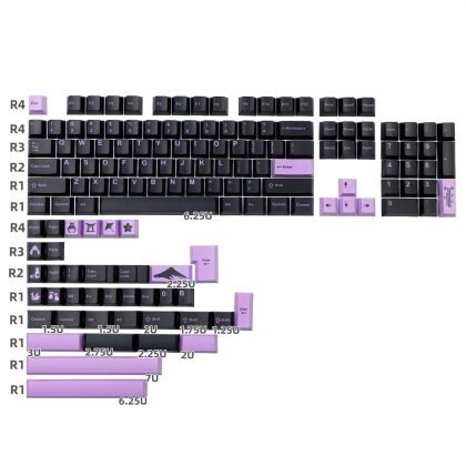Purple Black PBT Keycaps Set Inspired by GMK Clone Lilac