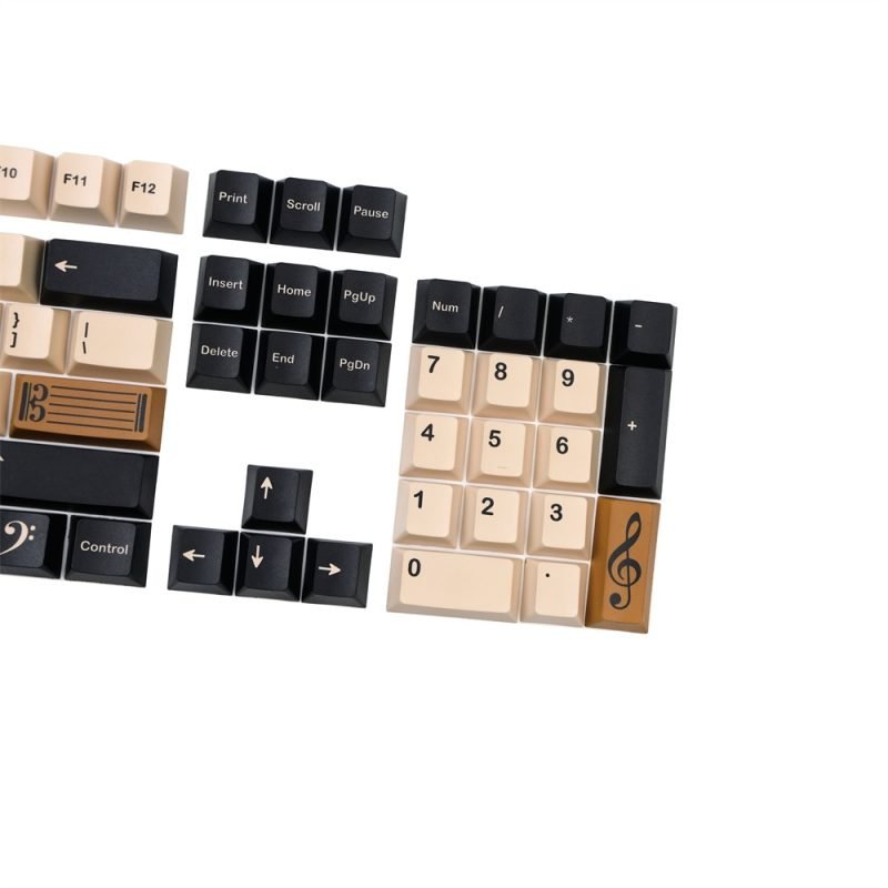 Brown Black Keycaps Set with GMK Clone Maestro Music Design