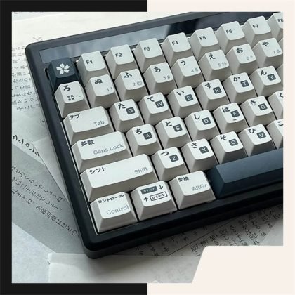 Black and White PBT Keycaps Set with Japanese Characters