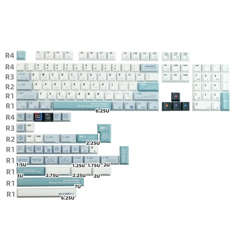 Computer White Keycaps Set Inspired by Programmer Coding
