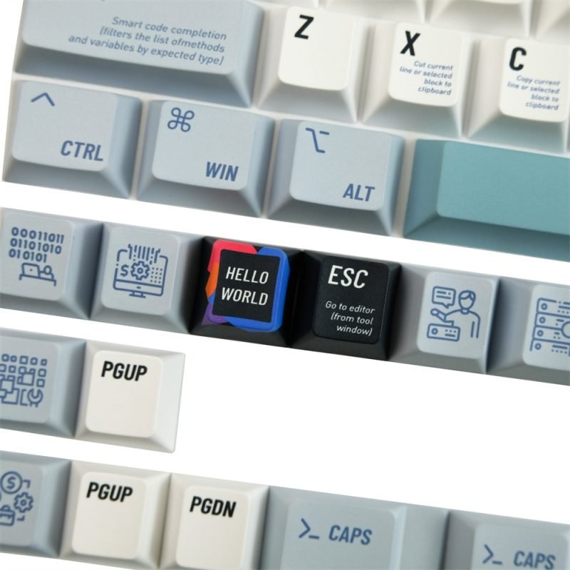 White Keycaps Set with Programmer Coding Computer Design