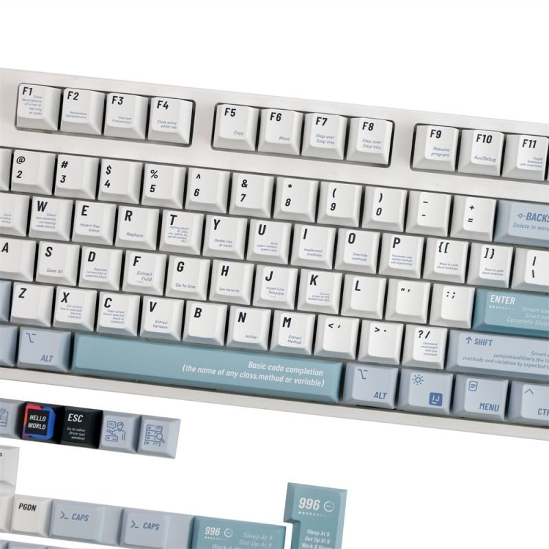 Computer White Keycaps Set with Programmer Coding Style