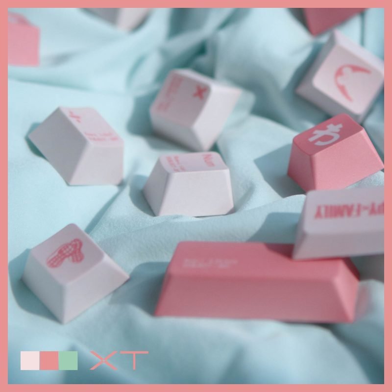 Pink Keycaps Set with Anime Spy x Family Japanese Design