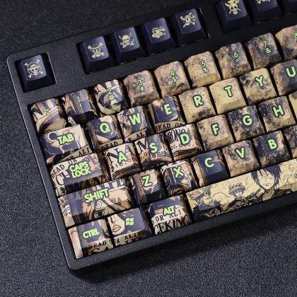 Unique One Piece Keycaps Featuring Monkey D. Luffy Wanted Posters Design