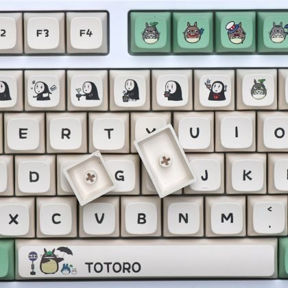 Keycaps featuring My Neighbor Totoro Anime Design in Green and White