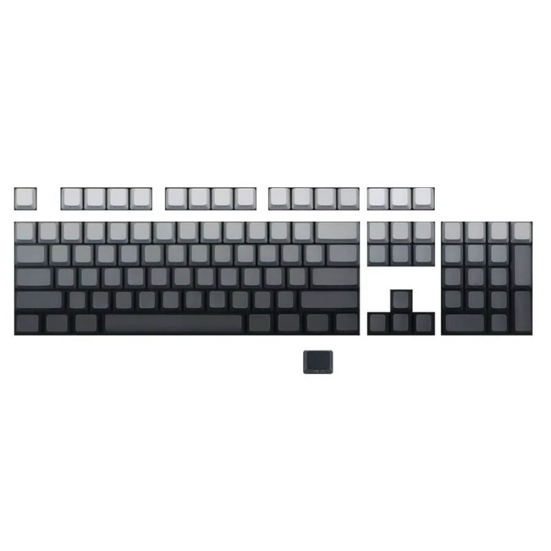 Light to Dark Grey Gradient Backlit Keycap Set with Side Print for Modern Keyboards