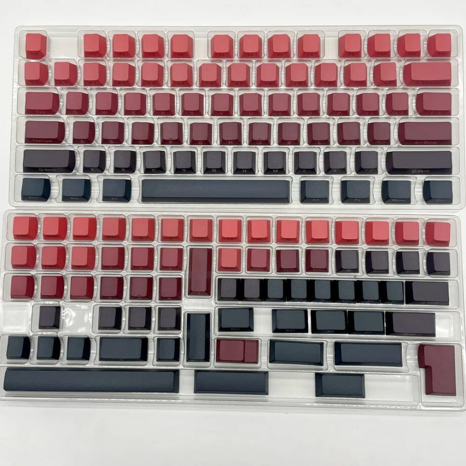 Red Gradient Keycaps Black Red Side Printed Keycaps Set Gradient PBT - Keysium