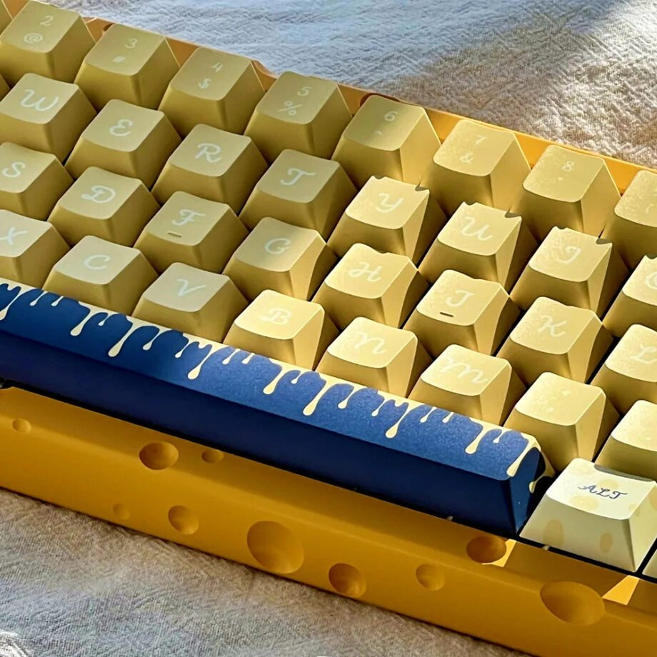 Cute Blue Cheese Keycaps Set Kawaii Yellow - Keysium