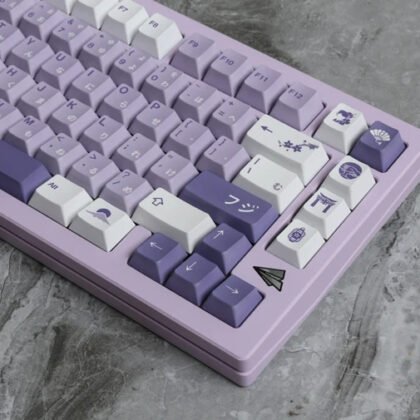 Cute Japanese Wisteria Keycaps Set Purple PBT