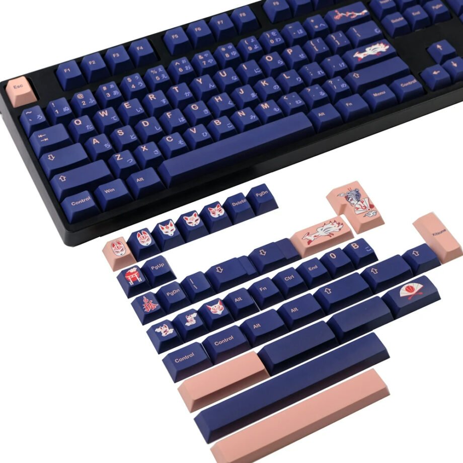 GMK Clone Kitsune Fox Keycaps Set Japanese Blue - Keysium
