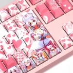 Cute Super Sonico Keycaps Set Pink Hearts PBT