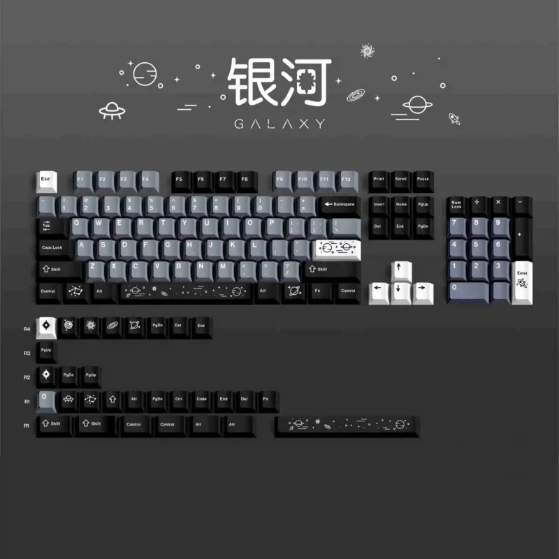 GMK Galaxy Clone Keycaps Set Space PBT Grey White - Image 6