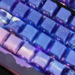 Side Printed Starry Sky Landscape Keycaps Set Blue Cherry PBT