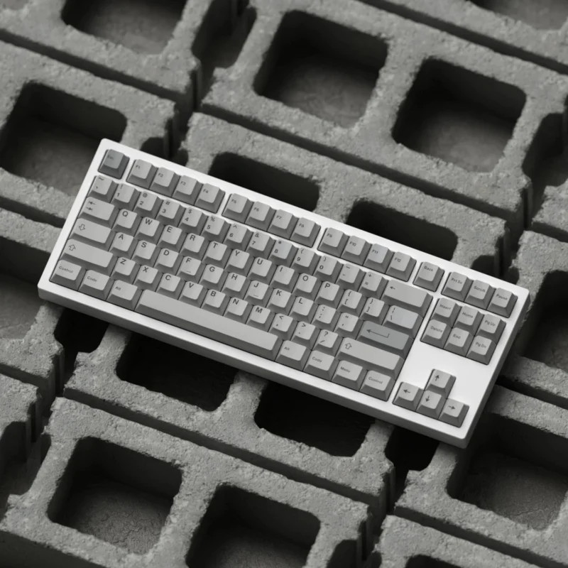 Black on Grey Keycaps Set Minimalistic Cherry Profile PBT - Image 8