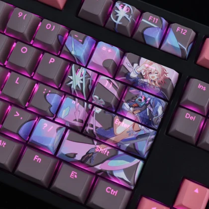 March 7th Honkai Star Rail Keycaps Set Video Game Backlit PBT