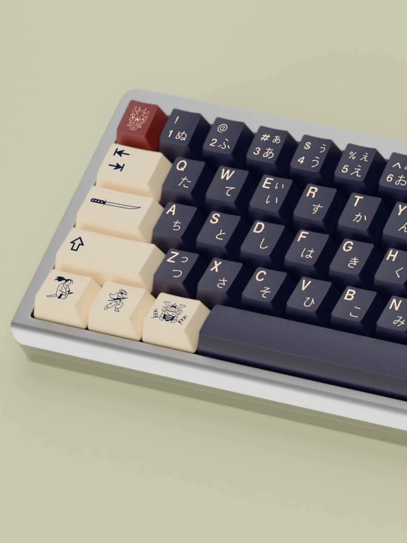 Ronin Samurai Japanese Keycaps Set Black Cream Cherry PBT - Image 3