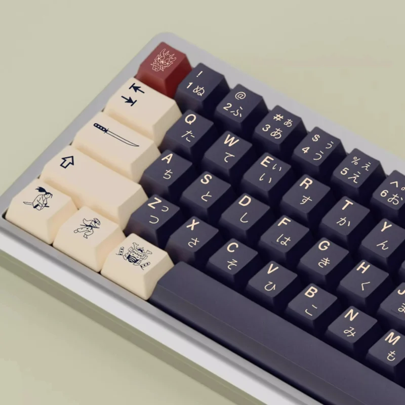 Ronin Samurai Japanese Keycaps Set Black Cream Cherry PBT - Image 7