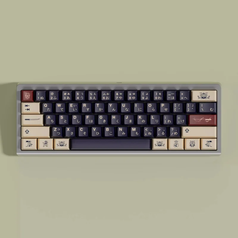 Ronin Samurai Japanese Keycaps Set Black Cream Cherry PBT - Image 8