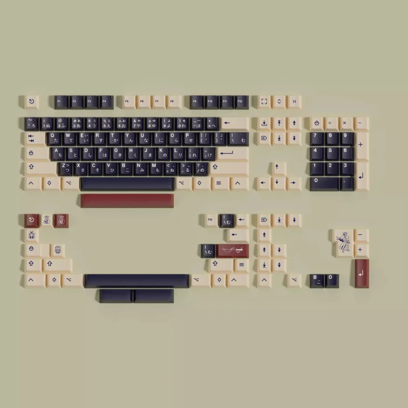 Ronin Samurai Japanese Keycaps Set Black Cream Cherry PBT - Image 2