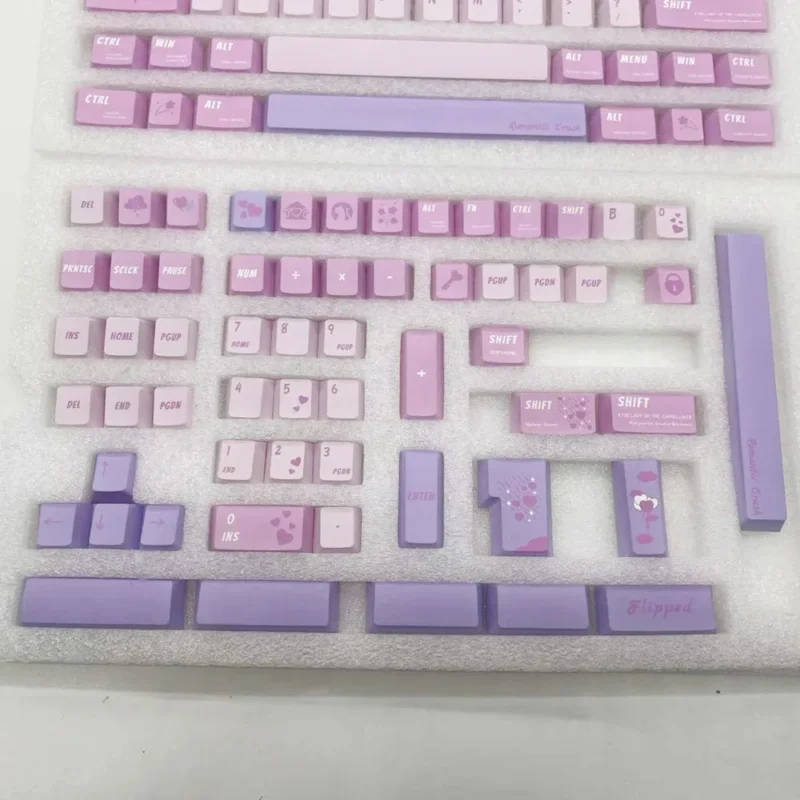 Cute Romance Novel Keycaps Set Pink Purple Cherry PBT - Image 3