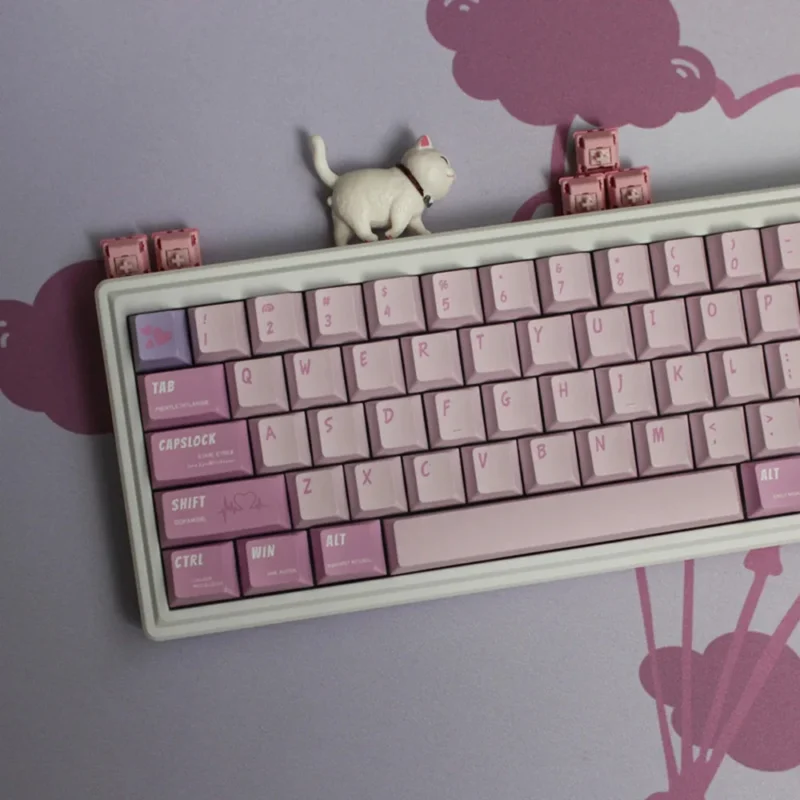 Cute Romance Novel Keycaps Set Pink Purple Cherry PBT - Image 4