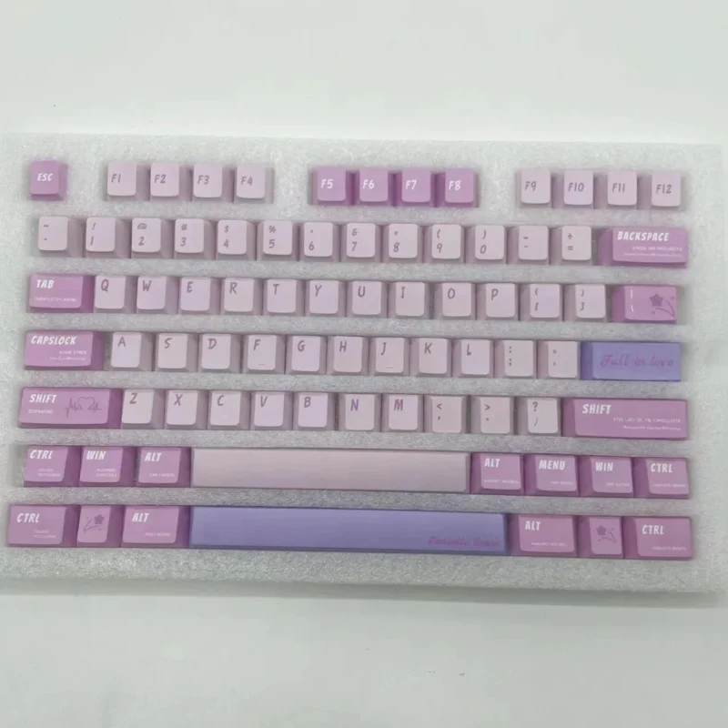 Cute Romance Novel Keycaps Set Pink Purple Cherry PBT - Image 7