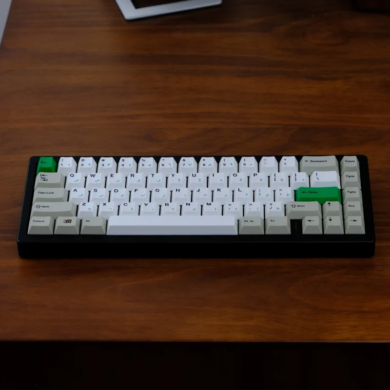 GMK Classic Arabic Clone Keycaps Set Grey White Green PBT - Image 4